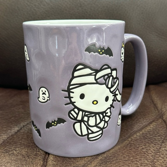 Hello Kitty Mummy 17oz Purple Halloween Mug - Bats Ghosts - Picture 8 of 10